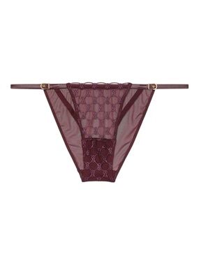 Victoria's Secret Logo Embroidery String Bikini Panty Brown